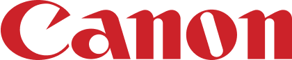 Canon logo in red serif font